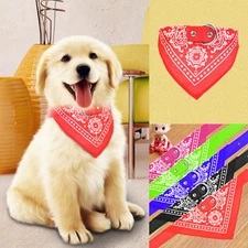 Dog Bandana Collar Triangle Scarf Adjustable Bandana Leather Cat Pet Neckerchief