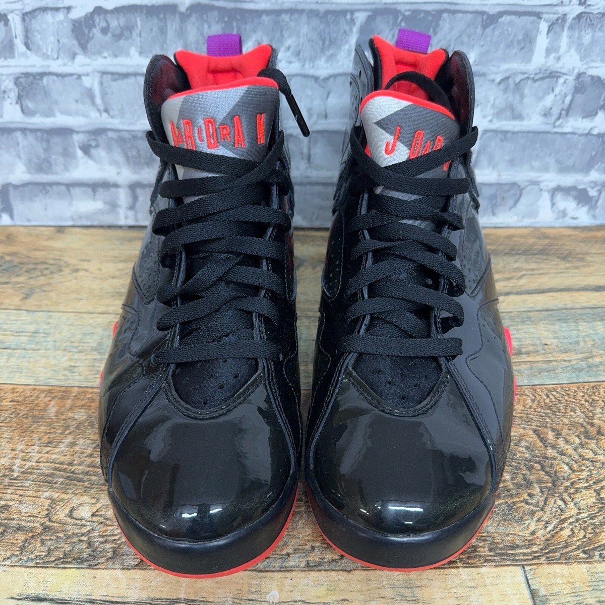Nike Air Jordan 7 Retro Black Patent Gloss Crimson 313358