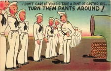 I Don't Care If You Did Take A Pint of Castor Oil Comic Postcard Unposted