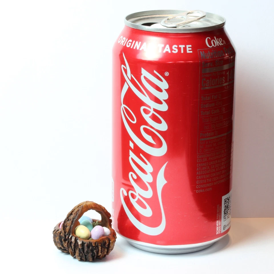 Hand Carved Black Walnut Shell EASTER BASKET w/7 Eggs - Tiny Dollhouse Miniature - Image 2 of 3