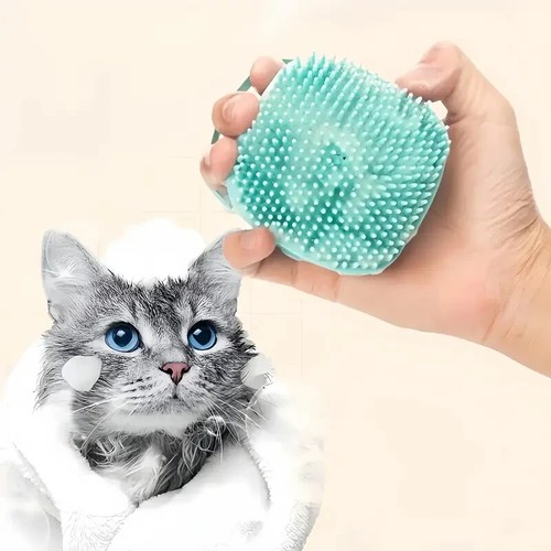 Silikon-Haustierbürste Massage-Badebürste für Hunde Katze Schrubber Shampoo-Spender UK - Bild 5 von 5