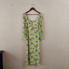 Faithfull the Brand Mathilde Midi Dress Green Floral Sz US 4