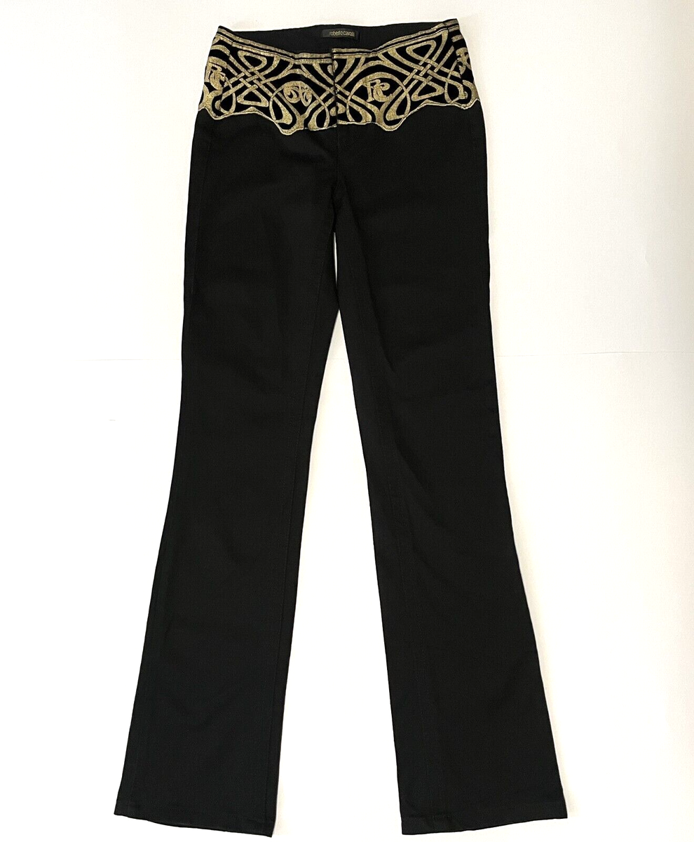 ROBERTO CAVALLI 2006 Art Nouveau Devore Gold Velvet Jeans ROBERTO CAVALLI 2006 Art Nouveau Devore Gold Velvet Jeans