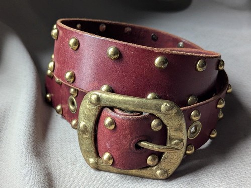 vintage STUDDED handcrafted 38 motorcycle COWHIDE leather belt HIPPIE boho PUNK - Picture 13 of 13