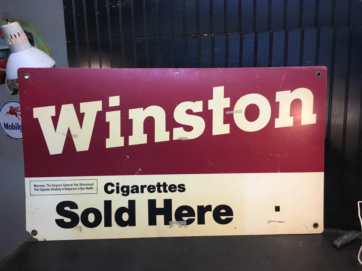 Vintage Winston Cigarette Sold Here Plastic Sign 23in x 41in