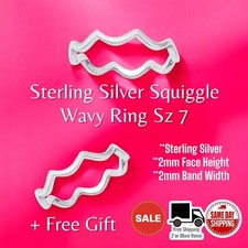 Sterling Silver 925 Squiggle Wavy Ring Band Sz 7 - Special FREE GIFT