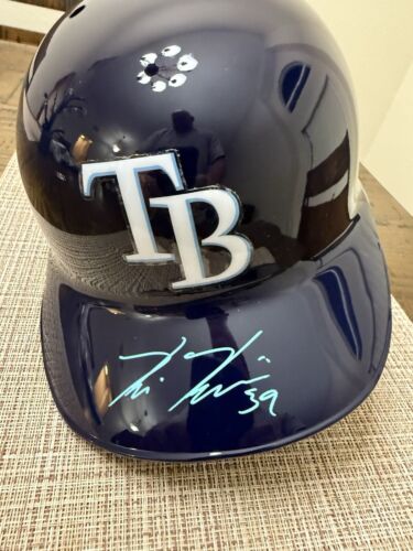 Kevin Kiermaier Authentic Mlb On Field Rawlings Auto Batting Helmet Jsa Coa