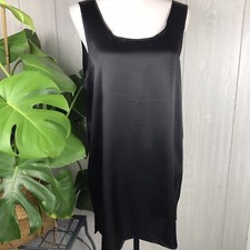 NWT Vintage Slip Dress Lingerie Sueded Silk Solid Black Size Medium NOS