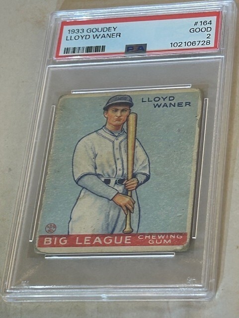 1933 GOUDEY #164 LLOYD WANER PSA GOOD 2 PITTSBURGH PIRATES BASEBALL CARD.