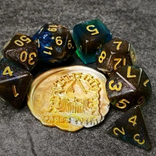 Sage's Shards - Blu/Grn/Cola Glitter Polyhedral Dice Set Games Dungeons Dragons