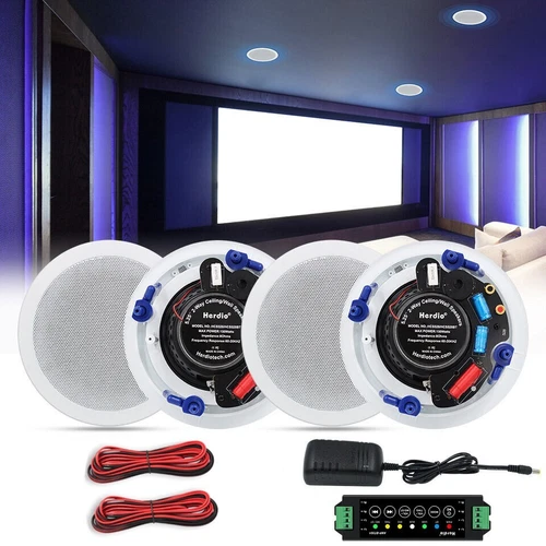 Herdio 5.25" Wall Mount Bluetooth Ceiling Speaker 600W Outdoor Kitchen 4Speakers - Picture 12 of 12