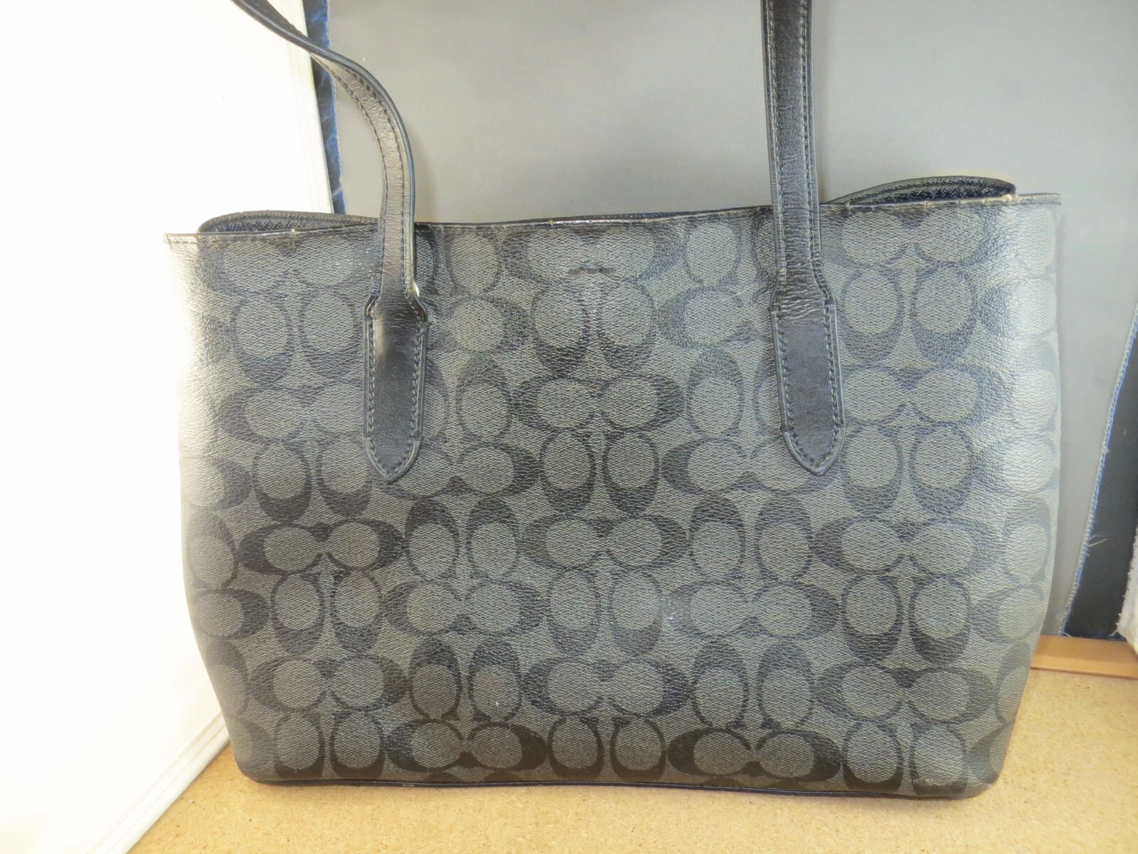 Borsa a mano Coach vintage logo classico pelle nera borsetta borsetta borsetta