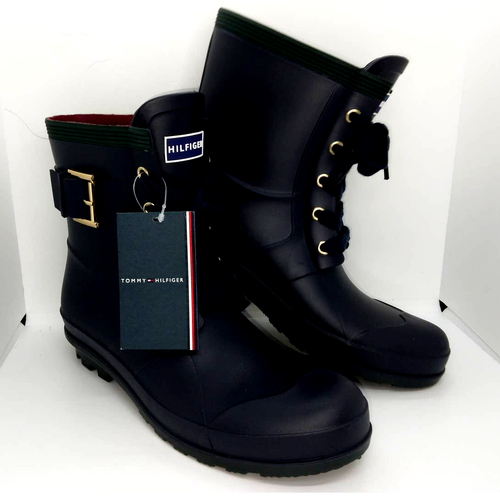 black designer rain boots