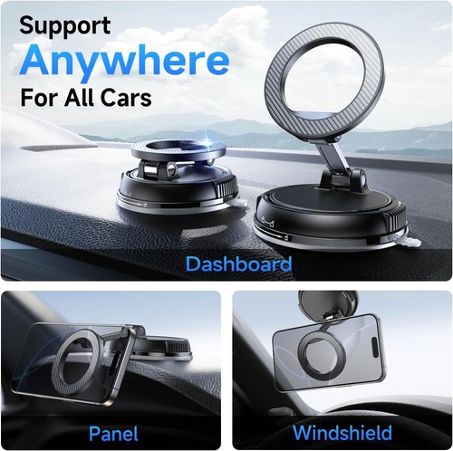 Support Téléphone Voiture pour Magsafe Support Téléphone Voiture Réglable 360° Aspiration La plus Forte - Photo 2 sur 11
