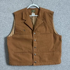 Wyoming Traders Men's Size XL Brown Canvas Button Up Western Bronco Vest