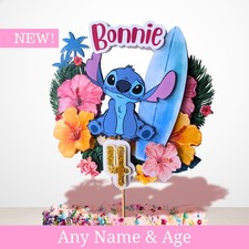 Personalised Stitch Cake Topper – Tropical Birthday Decor, Custom Name & Age