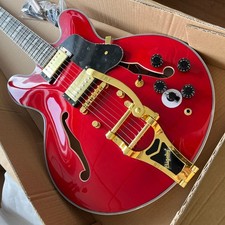 Semi Hollow ES 335 Red Electric Guitar Neck HH Pickups Gold Hardware