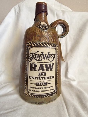 Key West Raw Rum handmade empty ceramic bottle by Killer Robot Studio 