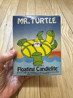 Vintage 1986 Mr. Turtle Floating Candlelite With Flame Retardant Plastic Candle