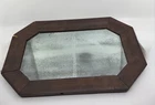 Antique Federal Octagon Wall Mirror 19th C Foxed Mercury Glass Walnut Veneer