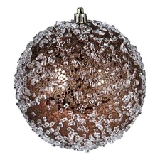 Vickerman 8" Traditional Plastic Ball Ornament in Mocha Brown Glitter