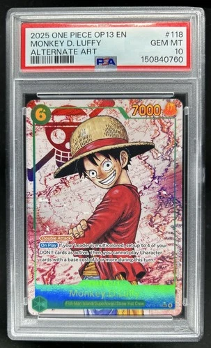 2025 One Piece Monkey D. Luffy Secret Rare Alt Art #OP13-118 PSA 10 GEM MINT