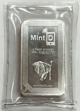 SILVER 5 OZ BUFFALO MINT ID SCANNING NFC TAG .999+ FINE SEALED BAR