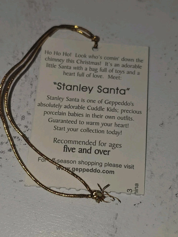 Винтажная фарфоровая кукла 2002 Geppdo Cuddle Kids Christmas Stanley Santa с коробкой - Изображение 3 из 4