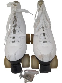 Women's Roller Skates White Leather Quad Skates Size 38 with Tools
