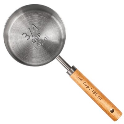 3/4 Cup Measuring Scoop lbs Stainless Steel lbs Wooden Handle lbs Titanium Gray