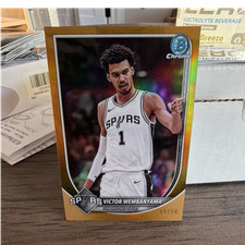 Bowman Chrome Victor Wembanyama Gold Parallel /50 Spurs clean gem potential 