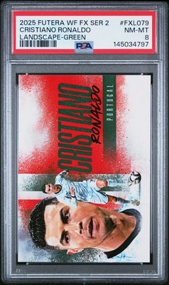 PSA 8 2025 Futera World Football FX Cristiano Ronaldo Landscape Green /22 POP 1