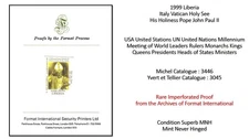 Liberia 1999 USA UN Summit Italy Vatican Holy See Pope John Paul II Proof MNH