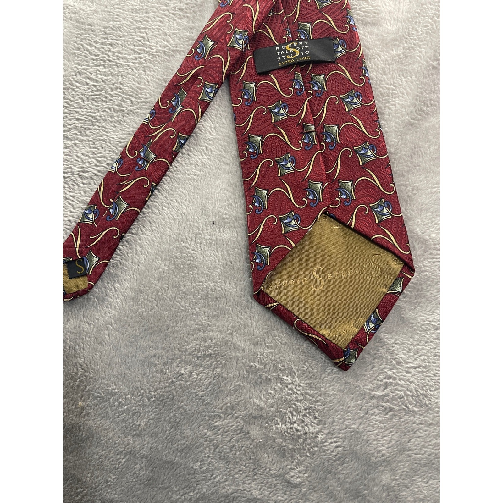 Robert Talbott Studio Extra Long Burgundy Pattern… - image 5