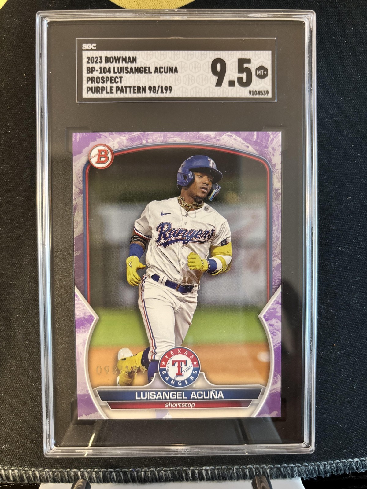 2023 Bowman #BP-104 Luisangel Acuna Prospects Purple Pattern SGC 9.5 #/199