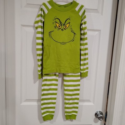 Hanna Andersson Grinch Seuss Long PJ Set Christmas Green Stripe Holiday 140 (10)