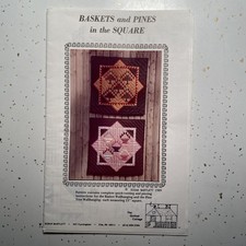 Baskets and Pines in a Square Quilt Pattern 23" sq Quilted Cottage