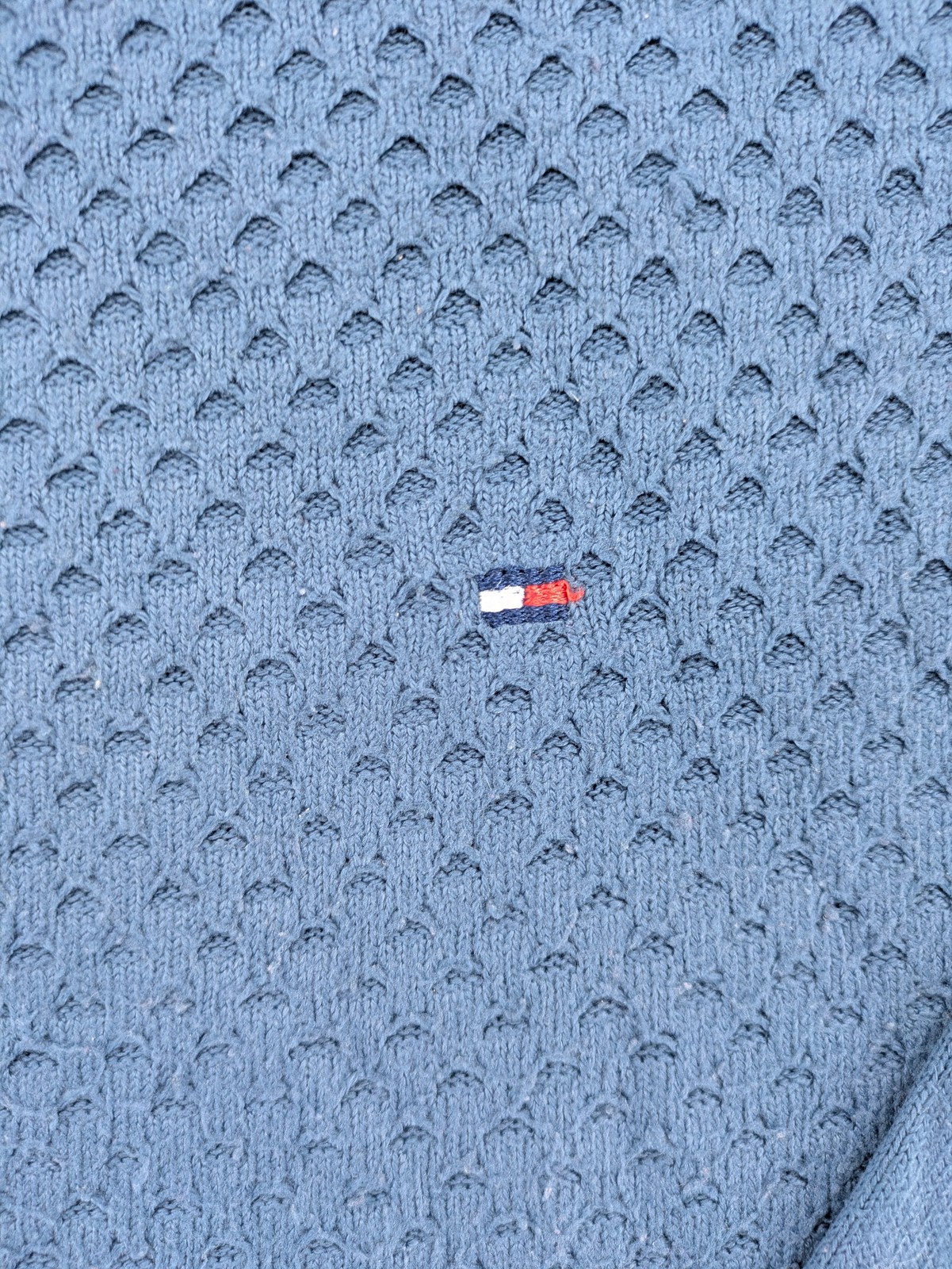 Tommy Hilfiger Herren Pullover Gr L Blau V-Ausschnitt Strick Ellenbogenpatches image 3