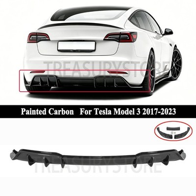 For Tesla Model 3 2017-2023 AD Style Rear Bumper Diffuser Lip Kit Painted Carbon