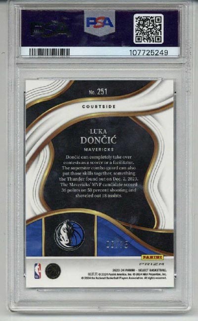 2023 PANINI SELECT WHITE DISCO PRIZM #251 LUKA DONCIC CARD MAVERICKS /75 PSA 10 view 2
