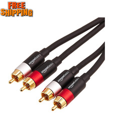 2 RCA Audio Cable for Amplifier,Active Speakers or Subwoofer with Gold-Plated Pl