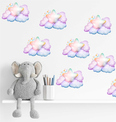 24 Pastell Stern Wolke Vinyl Aufkleber Sticker Wandbild Kinder Kids eo432