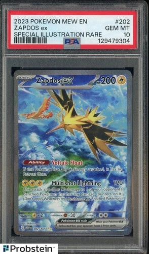 2023 Pokemon MEW EN Illustration Rare #202 Zapdos ex PSA 10 GEM MINT