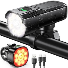 Rolgno Bike Lights Front and Back, [8+7 Lighting Modes] LED Bicycle Lights