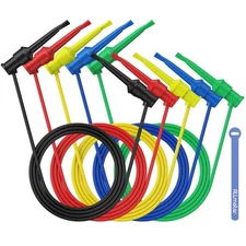 5 Pack Professional Test Hook Leads 1M, 10A Dual IC Hook Clips Silicone Set
