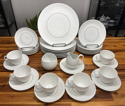 36pc Rosenthal Alencon Continental China Set, Gold Trim Roses, Germany MINT