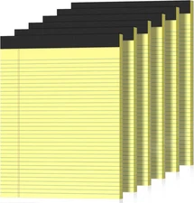 6 Pack Legal Pads 8.5" x 11" College Ruled Yellow Note Pads 8.5 x 11 Inch Micro-