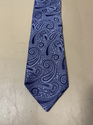 Sal s Fifth Avenue Men s Necktie Blue Paisley 4x60 Preowned