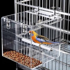 No Mess Bird Feeder for Cage, Automatic Acrylic Bird Feeder Seed Catcher Small