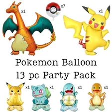 Pokémon Balloon Party Pack – 13 Piece Set | Charizard, Pikachu, Pokéball, NEW